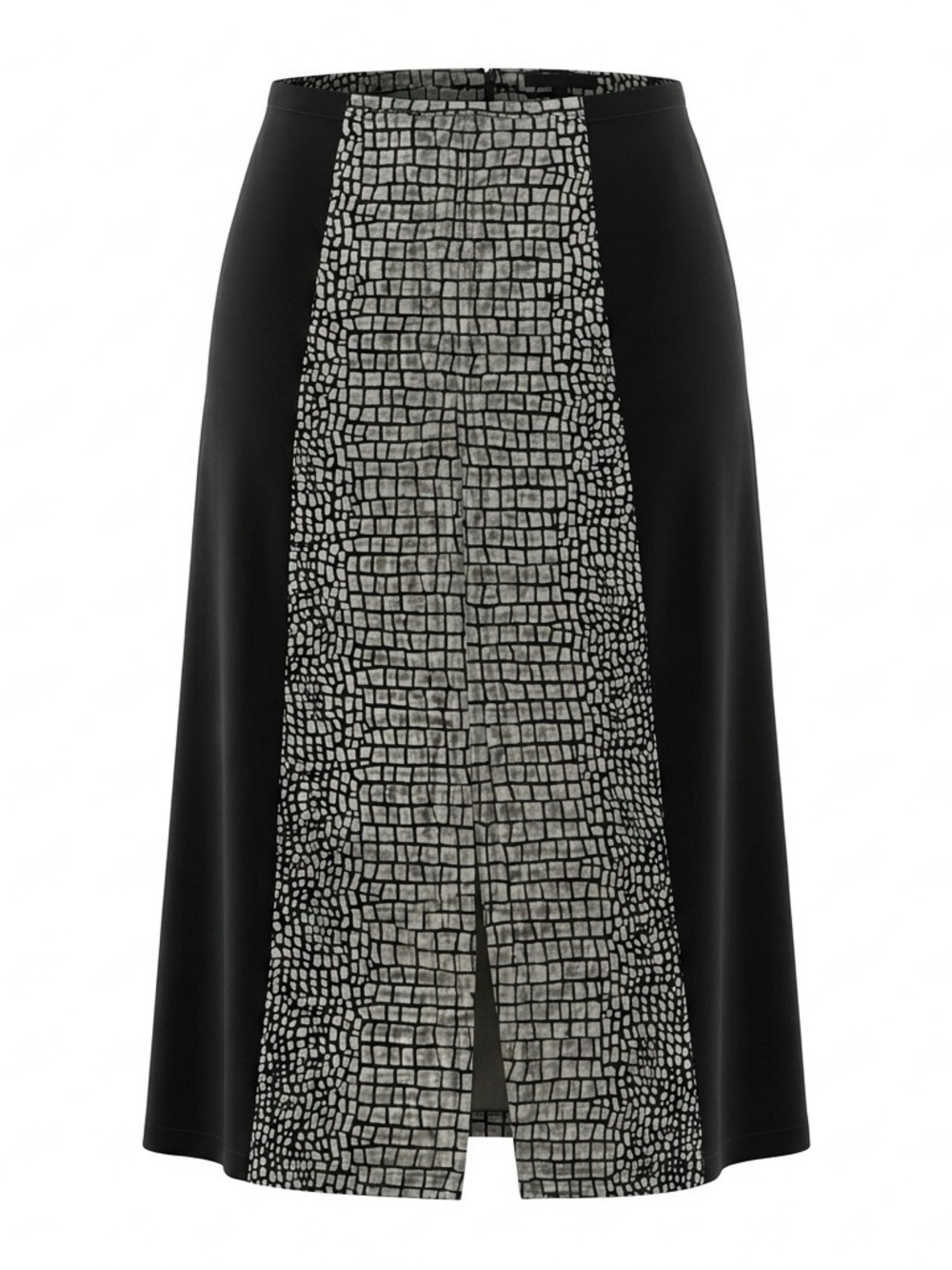 BCBGMaxAzria Black Skirt with White Mosaic Center Panel
